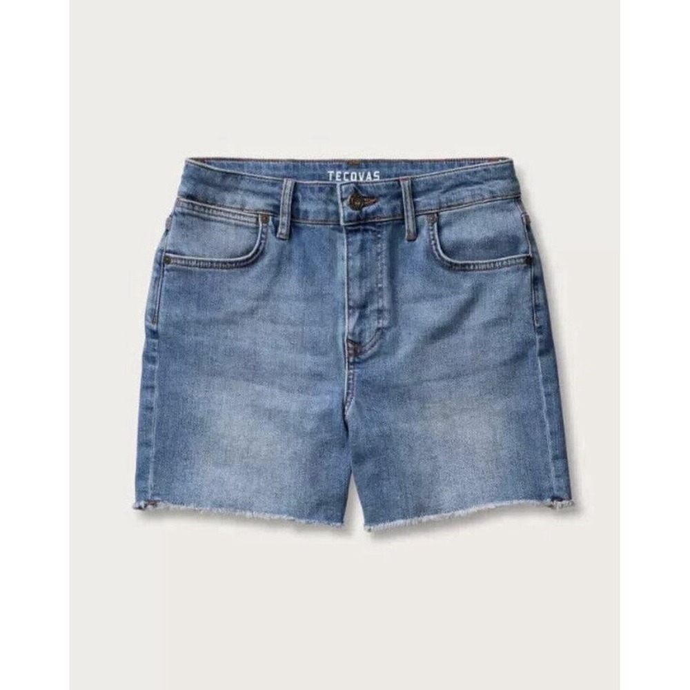 Tecovas Womens High Rise Raw Hem Denim Shorts Medium Wash Blue Size 31 New - Picture 2 of 9